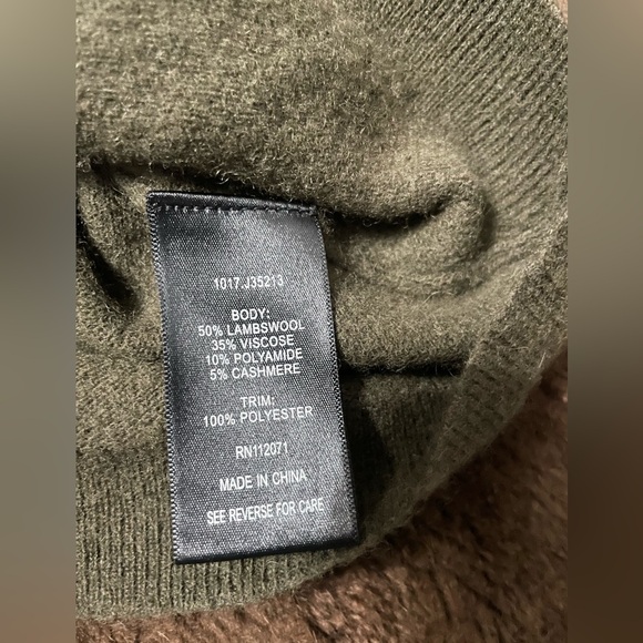 Jigsaw Dark Olive Crew Neck Lambswool Blend Sweater Tie Back Cropped Fitted - Picture 6 of 9